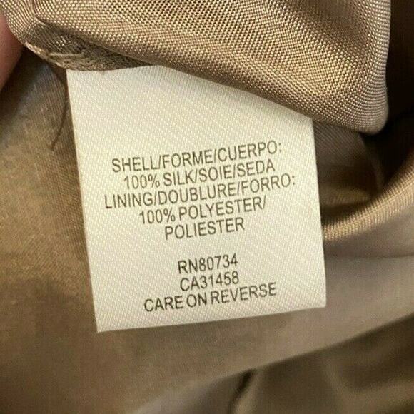 BCBG MaxAzria Silk Top Tan Prairie Tieback Print S - Picture 7 of 7